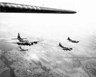 #ad B 17 Flying Fortress Bombers Formation 384th Bomb Group WWII WW2 8x10 Photo 87b