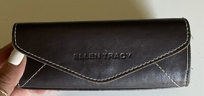 #ad Vintage Ellen Tracy Brown Leather Glasses Case