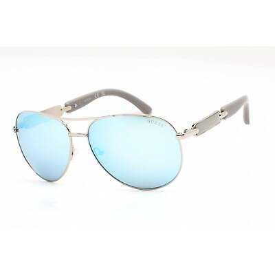 #ad Guess Women#x27;s Sunglasses Shiny Dark Nickeltin Metal Aviator Frame GU7295 06X