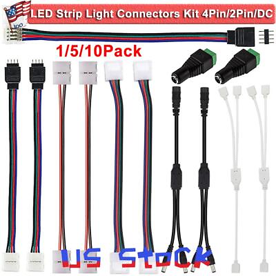 #ad LED Strip Light Connectors Kit for RGB Single Color 10mm SMD5050 3528 LED Lights