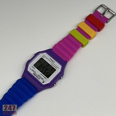 #ad Vintage Timex Indiglo Colorful Digital Watch Works Great