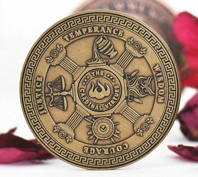 #ad 4 Cardinal Stoic Virtues Coin Medallion Daily Stoic Mindset Coins
