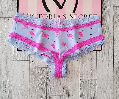 #ad Victoria#x27;s Secret PINK Light Blue Flamingo Sunglasses Lace Rare S Cheeky Panties