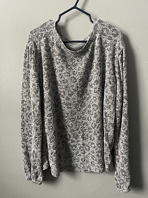 #ad Cat amp; Jack Kids Girls Leopard Print Pleated Shoulder Long Sleeve Shirt Gray M