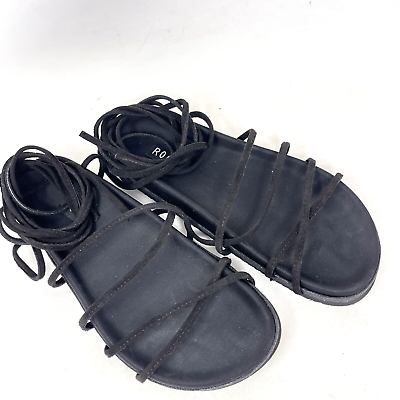 #ad Roam Wrap Sandal Womens 8.5 39 Rope Black Strappy Gladiator Shoe Boho Minimalist