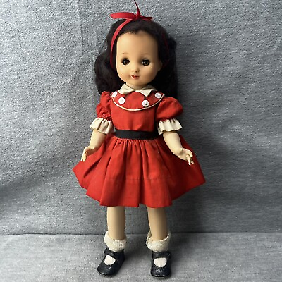 #ad Vintage Ideal Betsy McCall Doll Sleep Eyes Wig Hair 13in Red Dress