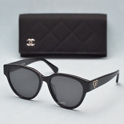 #ad Chanel 5477 C501 Women Butterfly Sunglasses Black Frame Black w Gold CC Logo