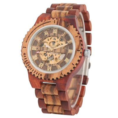 #ad Mens Wooden Watches Wood Case Watch for Men Analog Mechanical Wristwatch Gifts