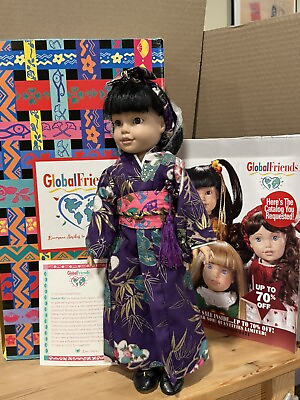 #ad Global Friends Mariko Doll Japan Japanese Kimono 14quot; 1990s With box And Catalog