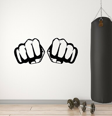 #ad Vinyl Wall Decal Fist Fighting Fight Club Martial Arts Sports Stickers g4436