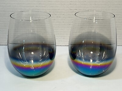 #ad Gradient Rainbow Stemless Wine Glasses Set Of 2