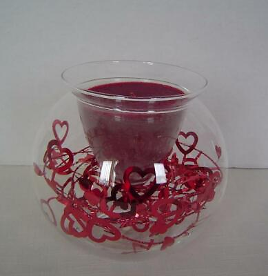 #ad Pomeroy Round Candle Holder Red Valentine Hearts Insert amp;Removable Candle Insert