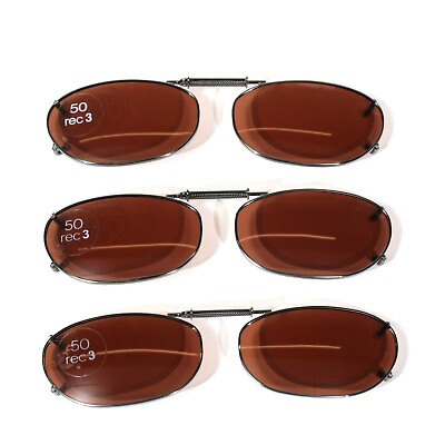 #ad 3 Pairs Solar Shield Polarized Clip On Sunglasses 50 rec 3 Brown Lens #B160