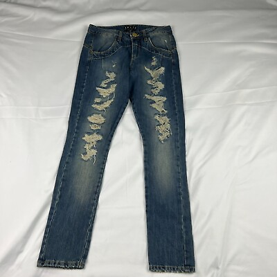 #ad Space Style Concept Womens Distressed Jeans Sz US 4 IT 40 Straight Mid Rise NWT