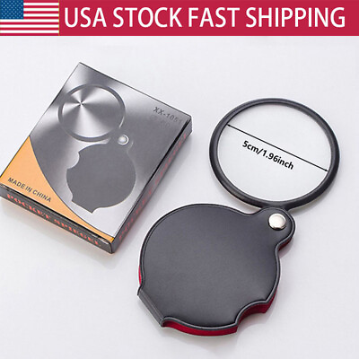 #ad Mini Magnifying Glass Folding Pocket Magnifier Jewelry Loop Reading Lens