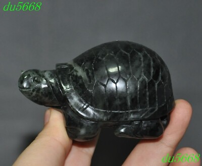 #ad 3quot;China hetian jade Carved fengshui wealth animal Tortoise Turtle statue