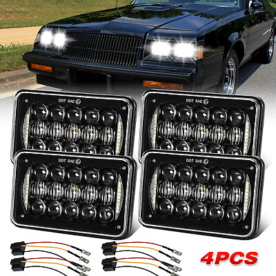 #ad 4x6 LED Headlight Halo DRL Hi Lo For Buick Regal grand national for Chevy Camaro