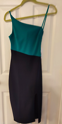 #ad NWT Crystal Sky Women#x27;s Elegant Party Dress Size XS Turquoise and Navy Blue
