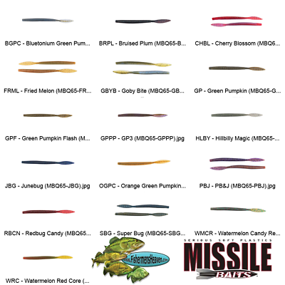 #ad Missile Baits Quiver Worm MBQ65 Any 16 Colors 6.5 Inch Soft Plastic Baits