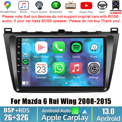 #ad 9quot; For Mazda 6 Rui Wing 2008 2015 Android 13 Car Radio Stereo GPS Navi Carplay