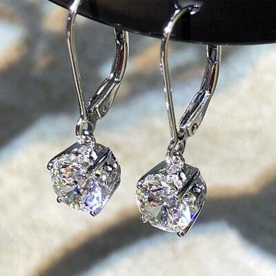 #ad Cubic Zircon 925 Silver Earrings Drop Dangle Hoop Women Wedding Party Jewelry