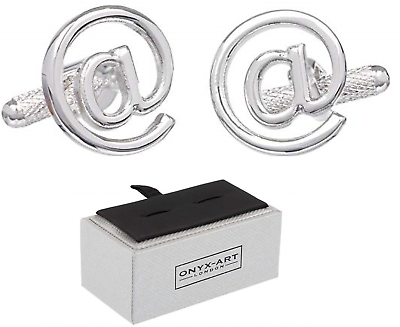 #ad Email @ Sign Cufflinks symbol in a gift box by Onyx Art CK22