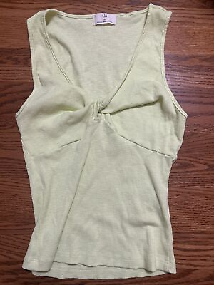 #ad New ANTHROPOLOGIE T.La WOMEN#x27;S YELLOW TWISTED CUTOUT RIBBED TANK SIZE S Small