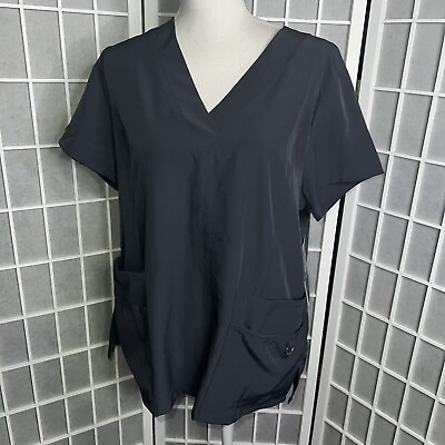 #ad Sag Harbor Navy Short Sleeve Top size Large neck soft Feel Lots Of Pockets