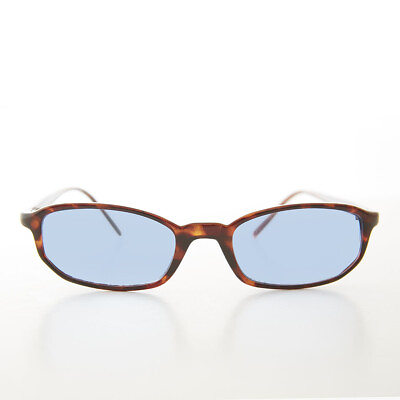 #ad Small Tortoiseshell Rectangle Blue Lens Vintage Sunglasses Bard