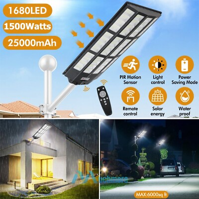 #ad Commercial 2000W LED Solar Street Light IP67 Dusk to Dawn Parking Lot LightPole