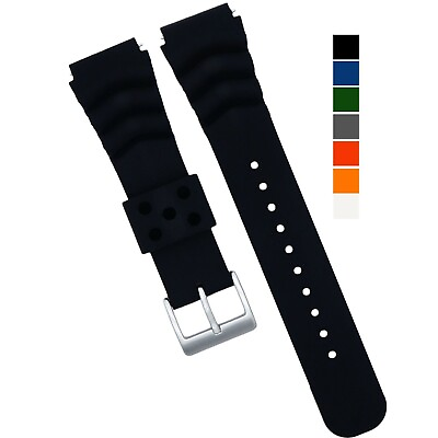 #ad Soft Silicone Watch Band Divers Style Replacement Strap Quick Release 7S26