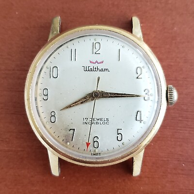 #ad 1960s Waltham 17J Mechanical Vintage Wristwatch For Parts Repair Runs