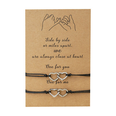 #ad Love Heart Friendship Lover Couple Card Wish You Me Promise Stainless Bracelet