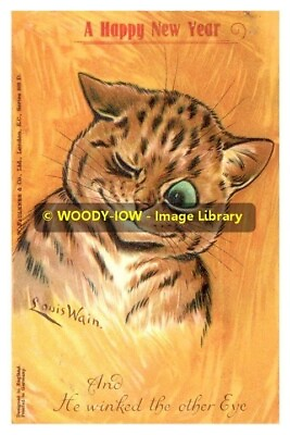 #ad rp10230 Louis Wain Cat And He Winked The Other Eye print 6x4
