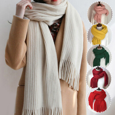 #ad Women#x27;s Tassel Knitted Long Scarf Winter Warm Scarves Soft Shawls Wraps Gifts
