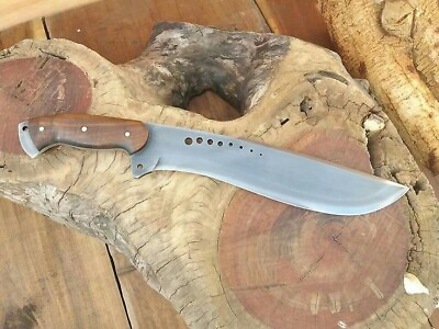 #ad 15quot; Custom Handmade Steel Hunting Camping Bowie Machete Knife Wooden Handle
