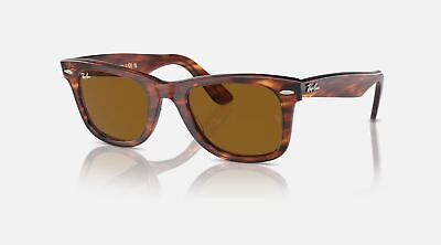 #ad Ray Ban Original Wayfarer Polished Striped Havana Classic B 15 Sunglasses RB2140 $102.14