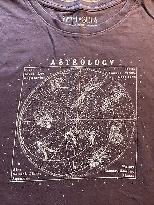 #ad Fifth Sun Purple Astrology CropTop Shirt Size: XL 100% Cotton