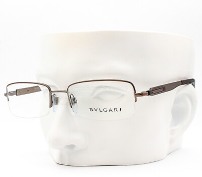 #ad Bvlgari 1045 138 Semi Rimless Eyeglasses Glasses Brown Metal 54 18 140