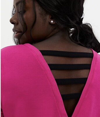 #ad Womens Torrid Hot Pink Ladder Back Active Sweatshirt Size 00 medium 10 NWT
