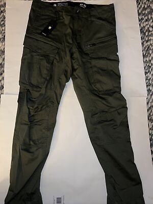 #ad NWT G Star Raw Pants Men#x27;s Green Rovic Zip 3D Tapered Cargo Pockets $140 31x32
