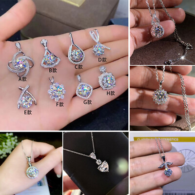 #ad Gorgeous Cubic Zirconia Silver Plated Chain Pendant Necklace Women Girls Gift