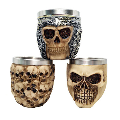 #ad Halloween Wine Cup Skull Mug Stainless Steel Glass Whiskey Glasses