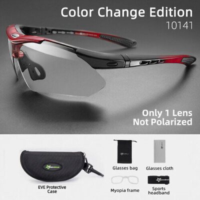 #ad ROCKBROS Cycling Glasses Transparent Photochromatic Sport Sunglasses UV400 Red