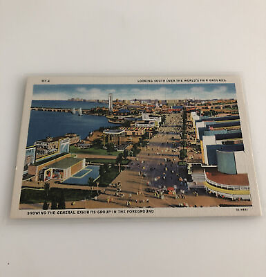 #ad Chicago Worlds Fair 1933 Postcard Linen Unused Fair Grounds Looking South