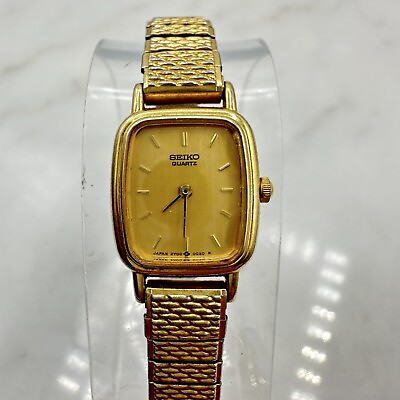 #ad Vintage SEIKO Womens Gold Tone Quartz Watch 2Y00 5B49 NEW BATTERY