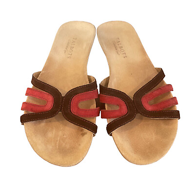 #ad Talbots Tan Sandals Slip On Mule Flats Leather Size 7 Women Brown Red