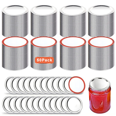 #ad Canning Lids 50pcs Wide Mouth Mason Jar Canning Lids Reusable Leak Proof 86MM