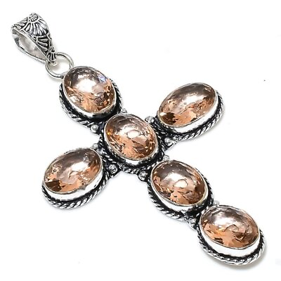 #ad Morganite Gemstone 925 Sterling Silver Gift Jewelry Pendant 3.35quot; v815