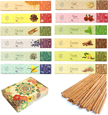 #ad Incense Sticks Variety Pack Traditional Hand Rolled Masala Incense 12 Scents